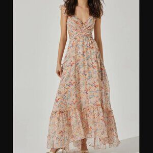 ASTR The Label Primrose Floral Strappy Back Maxi Dress in PEACH MULTI FLORAL